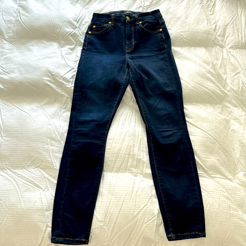 7 For All Mankind Slim Illusion High Waist Ankle Skinny Jeans. Size 25